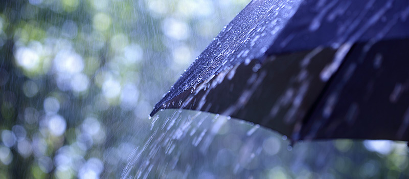 Paraguas protegiendo de la lluvia. Concepto de protección.