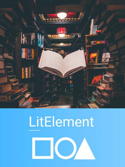 Lit element logo e imagen de. libros en estanterias