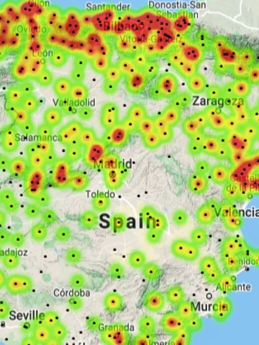 Babel Analytics GACM. Detalle de un gráfico de mapa de España
