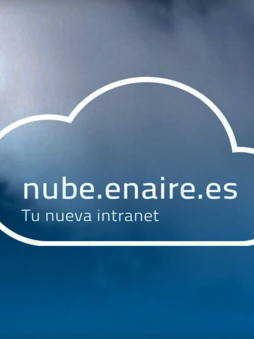 Babel UX EnAire. Imagen vectorial de una nube con el texto "nube.enaire.es. Tu nueva intranet"